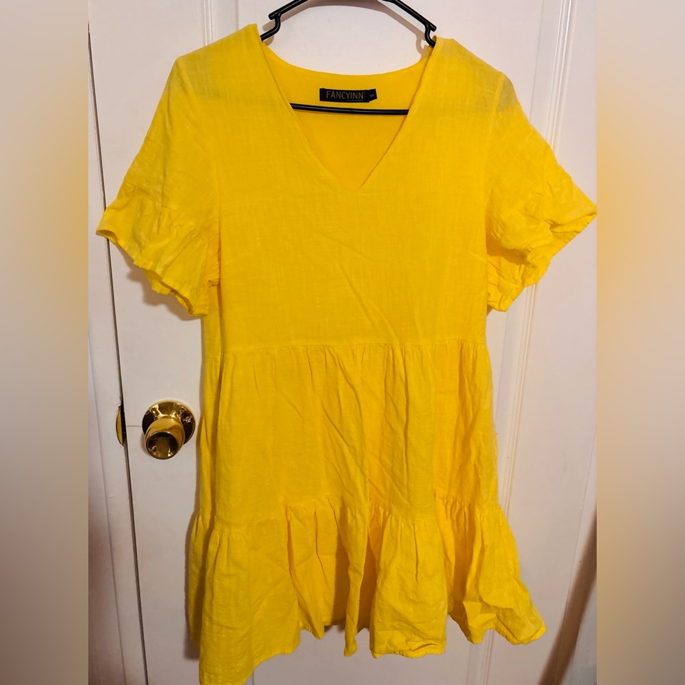 Fancyinn Sunny Yellow V-Neck Dress